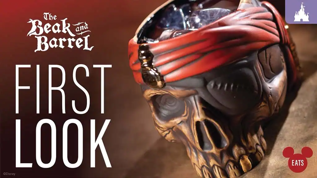 skull wearing a red pirate bandanna shaped cup with an icy drink