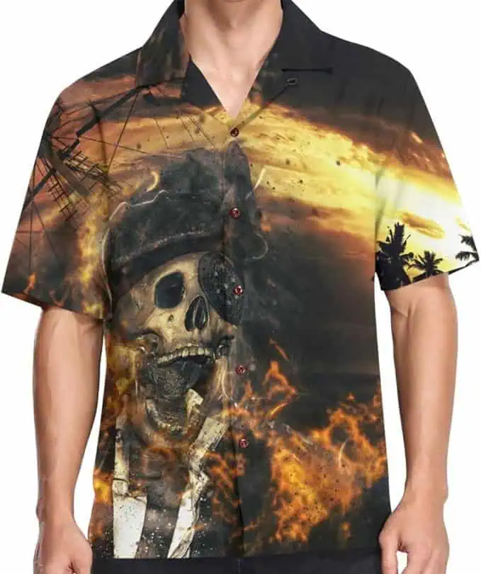 Flaming Skull Button Up