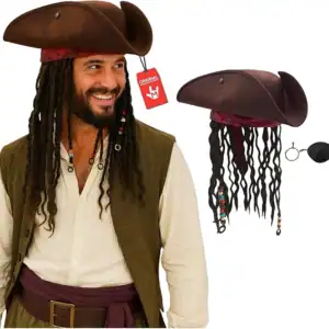 Tricorn Hat With Dreadlock Wig