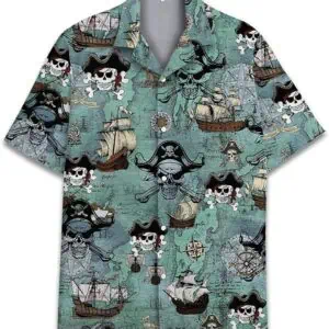 Pirate Treasure Map Button Up