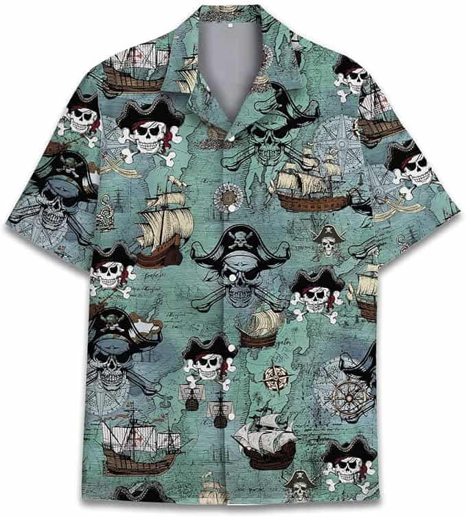 Pirate Treasure Map Button Up