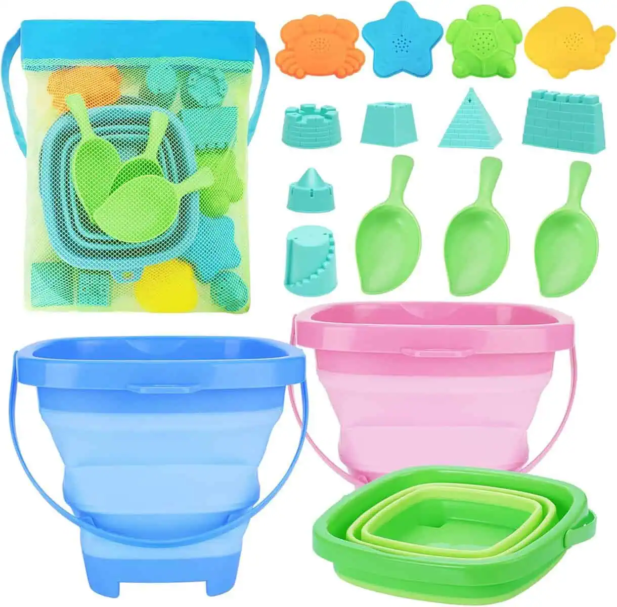 Collapsible Beach Bucket & Toy Set
