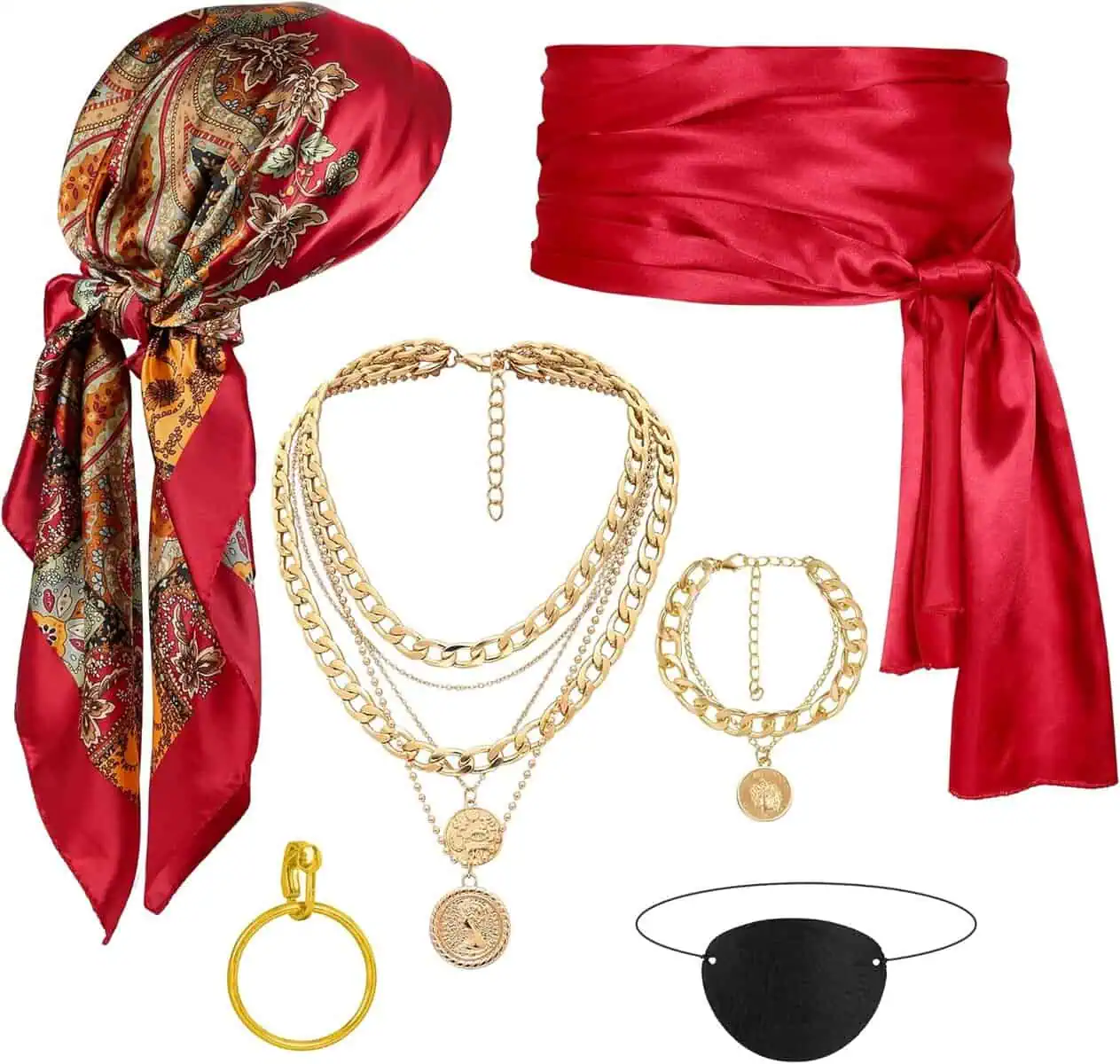 Pirate Accessory Set (Scarf, Belt & Jewelry)