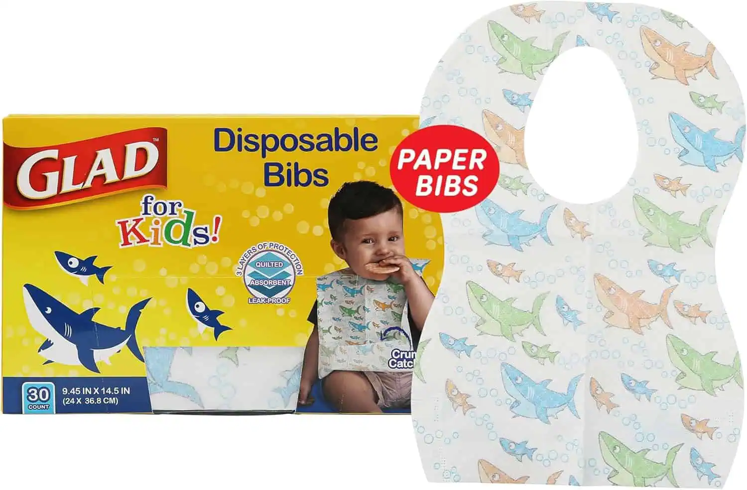 Disposable Bibs with Crumb Catcher (30-Pack)